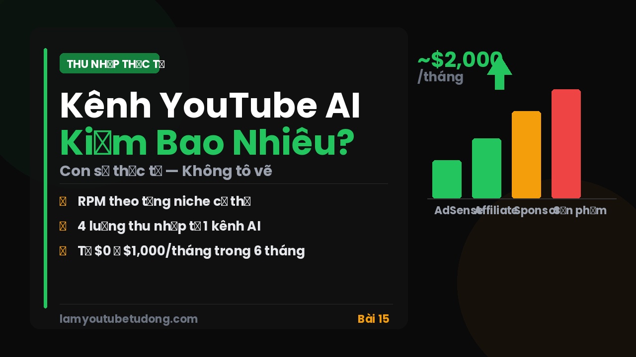Kênh YouTube AI Kiếm Được Bao Nhiêu Tiền? Thu Nhập Thực Tế 2026